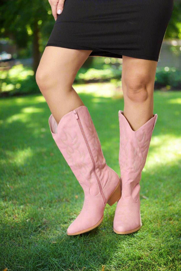 Forever Link Pink Knee High Cowboy Boots - The Rogue Daisy