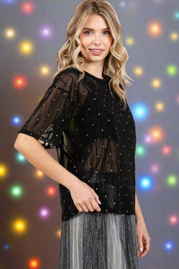 GeeGee Mesh Glitter Top - The Rogue Daisy