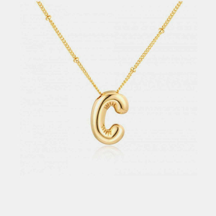 Gold - Plated Bubble Initial Necklace A - J - The Rogue Daisy