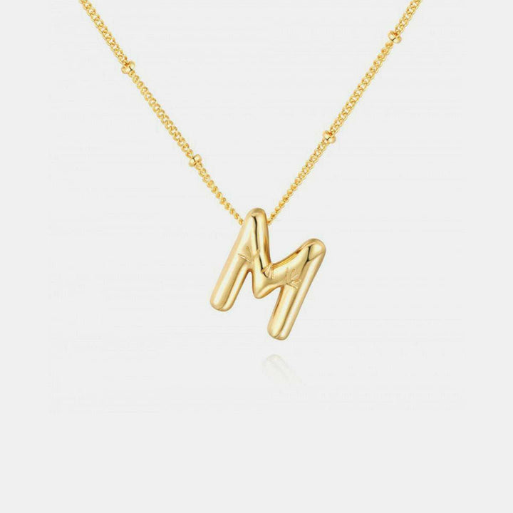 Gold - Plated Bubble Initial Necklace K - Q - The Rogue Daisy