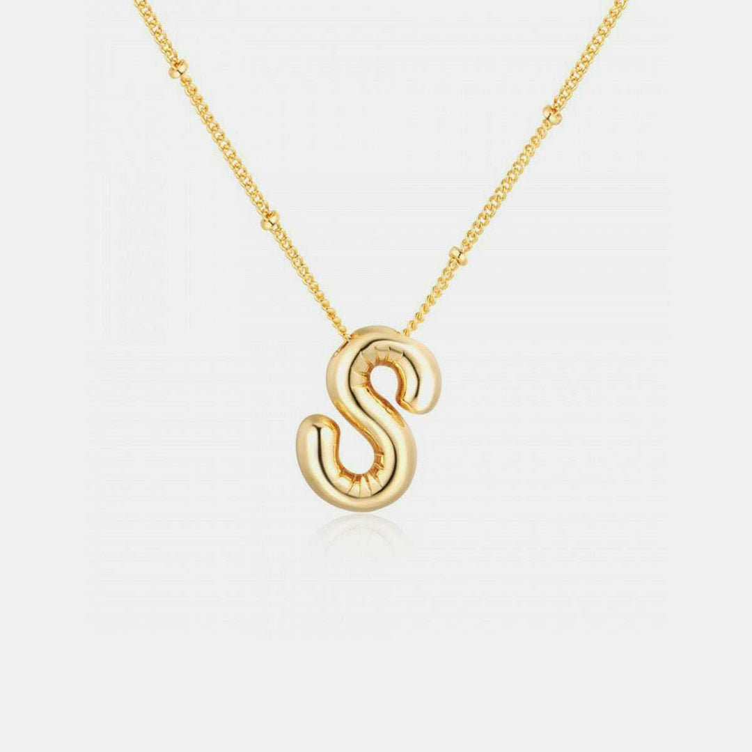 Gold - Plated Bubble Initial Necklace K - Q - The Rogue Daisy