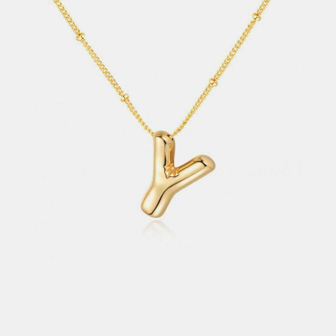 Gold - Plated Bubble Initial Necklace T - Z - The Rogue Daisy