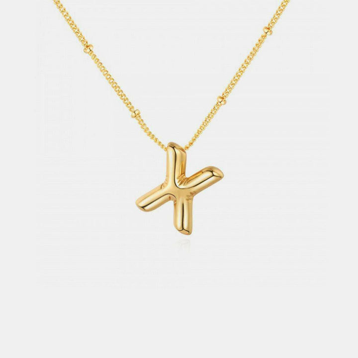 Gold - Plated Bubble Initial Necklace T - Z - The Rogue Daisy