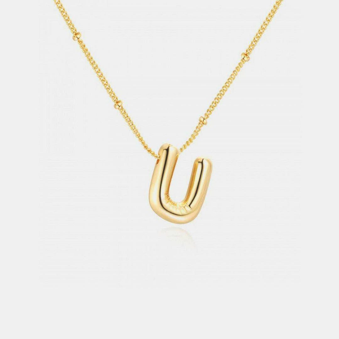 Gold - Plated Bubble Initial Necklace T - Z - The Rogue Daisy