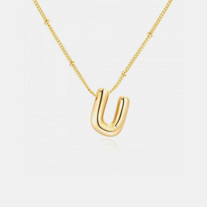 Gold - Plated Bubble Initial Necklace T - Z - The Rogue Daisy