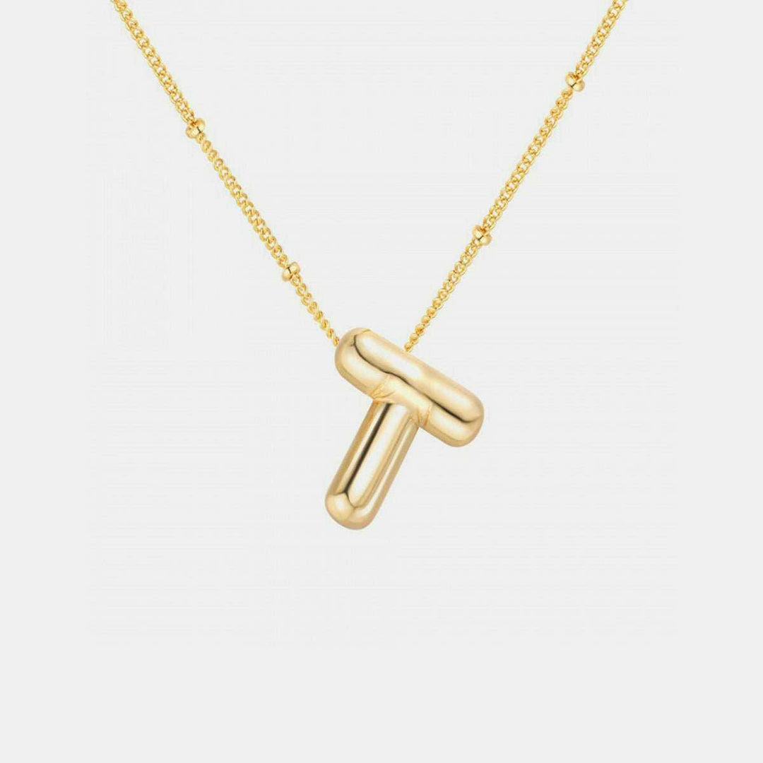 Gold - Plated Bubble Initial Necklace T - Z - The Rogue Daisy