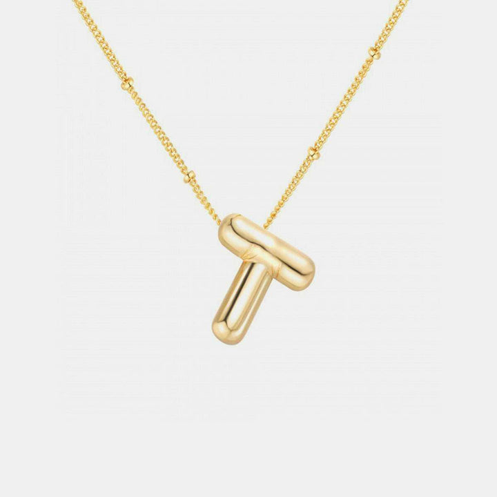 Gold - Plated Bubble Initial Necklace T - Z - The Rogue Daisy