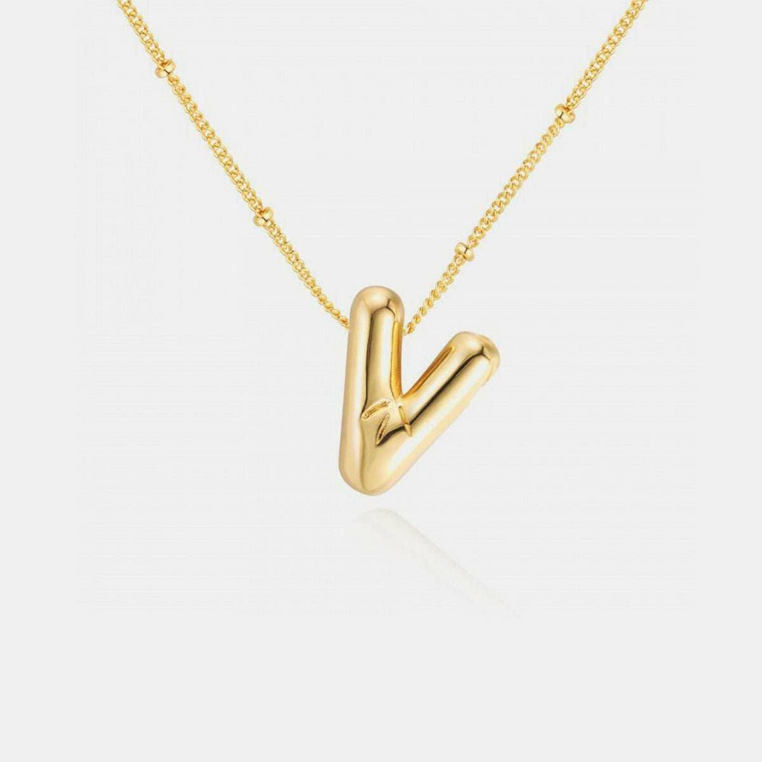 Gold - Plated Bubble Initial Necklace T - Z - The Rogue Daisy