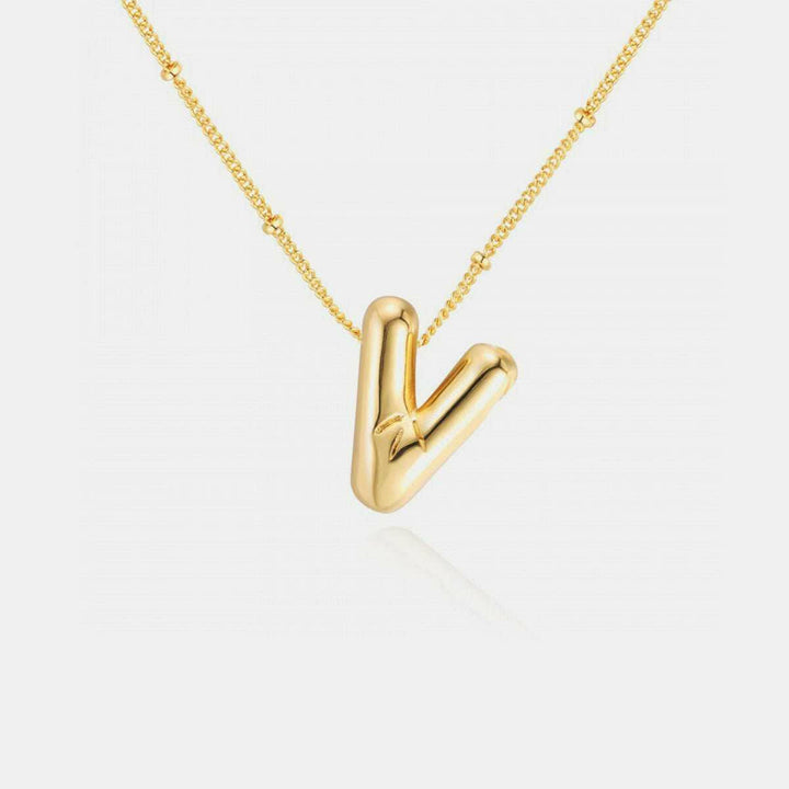 Gold - Plated Bubble Initial Necklace T - Z - The Rogue Daisy