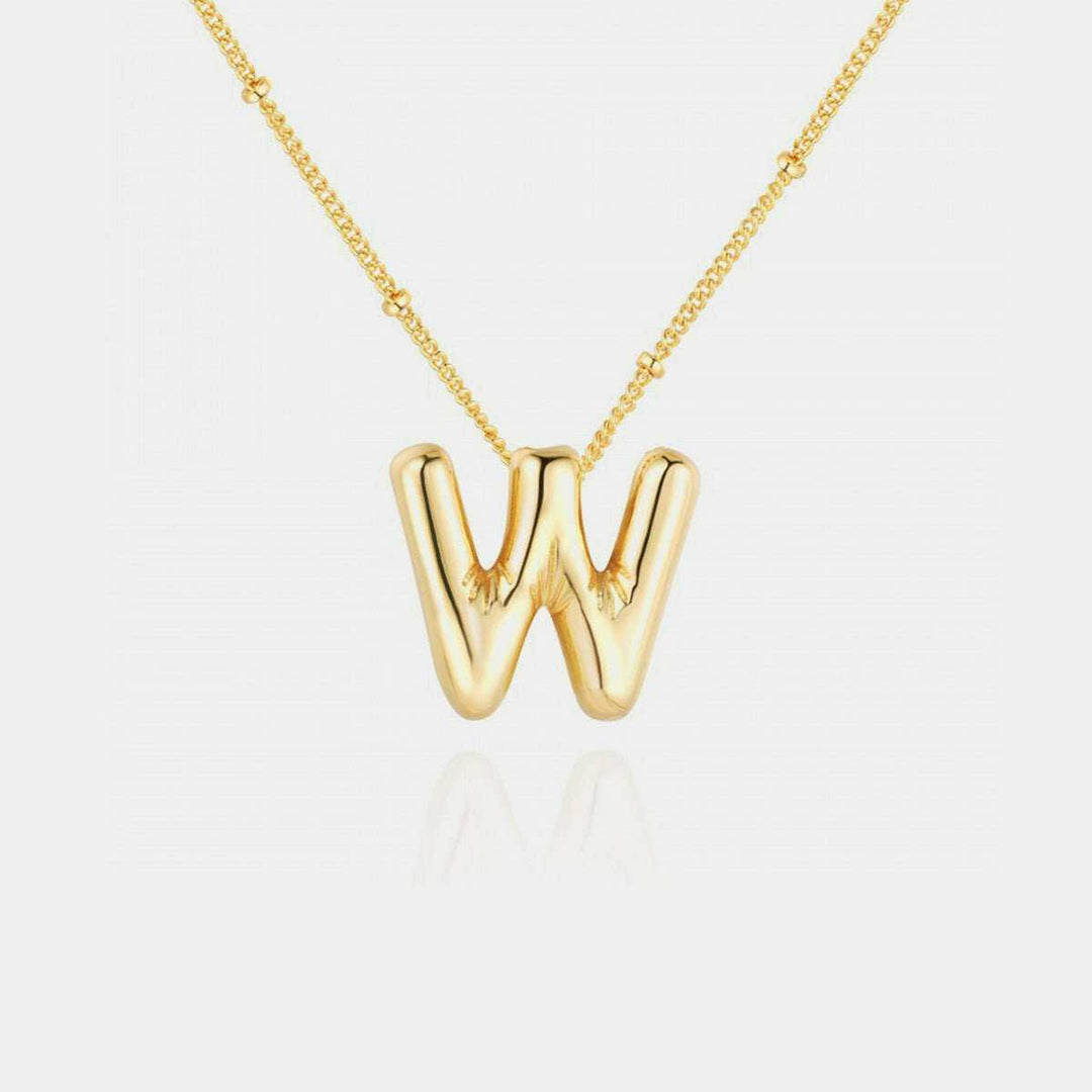 Gold - Plated Bubble Initial Necklace T - Z - The Rogue Daisy