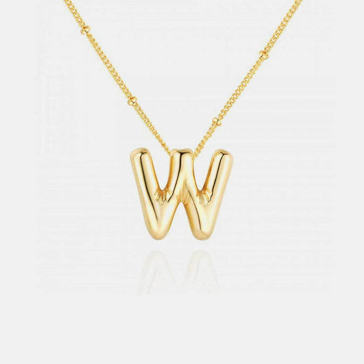 Gold - Plated Bubble Initial Necklace T - Z - The Rogue Daisy