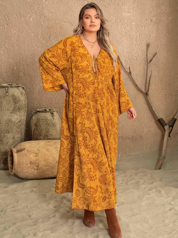 Golden Flora Maxi Dress - Plus Size - The Rogue Daisy