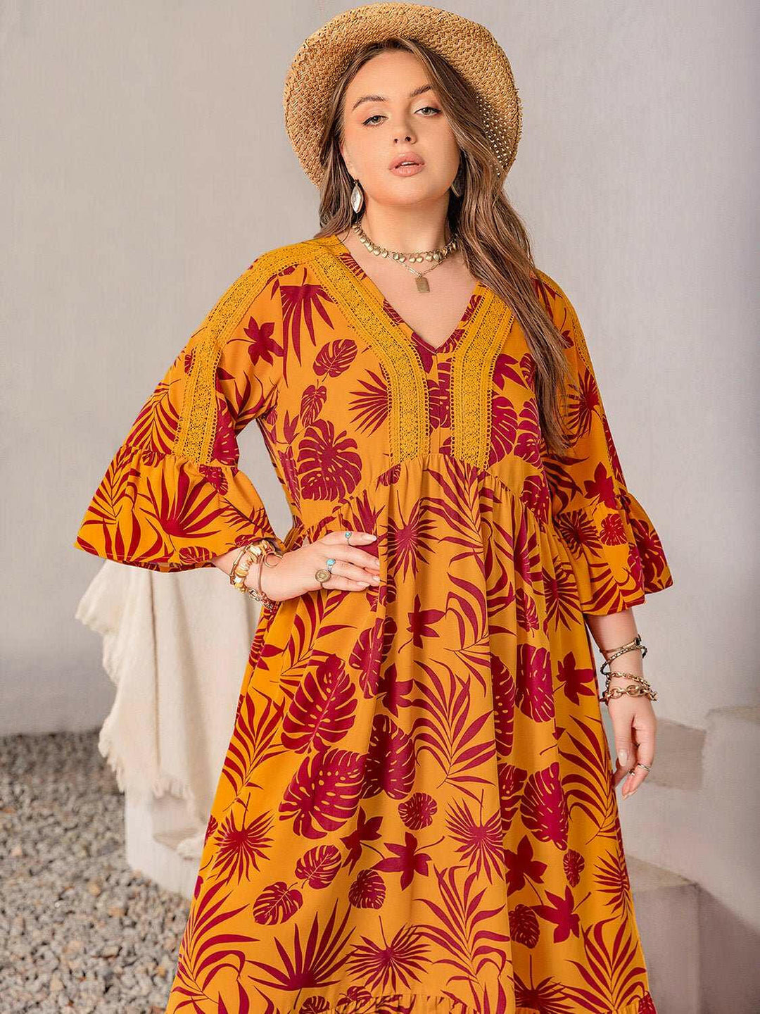 Golden Tropics Maxi Dress - Plus Size - The Rogue Daisy