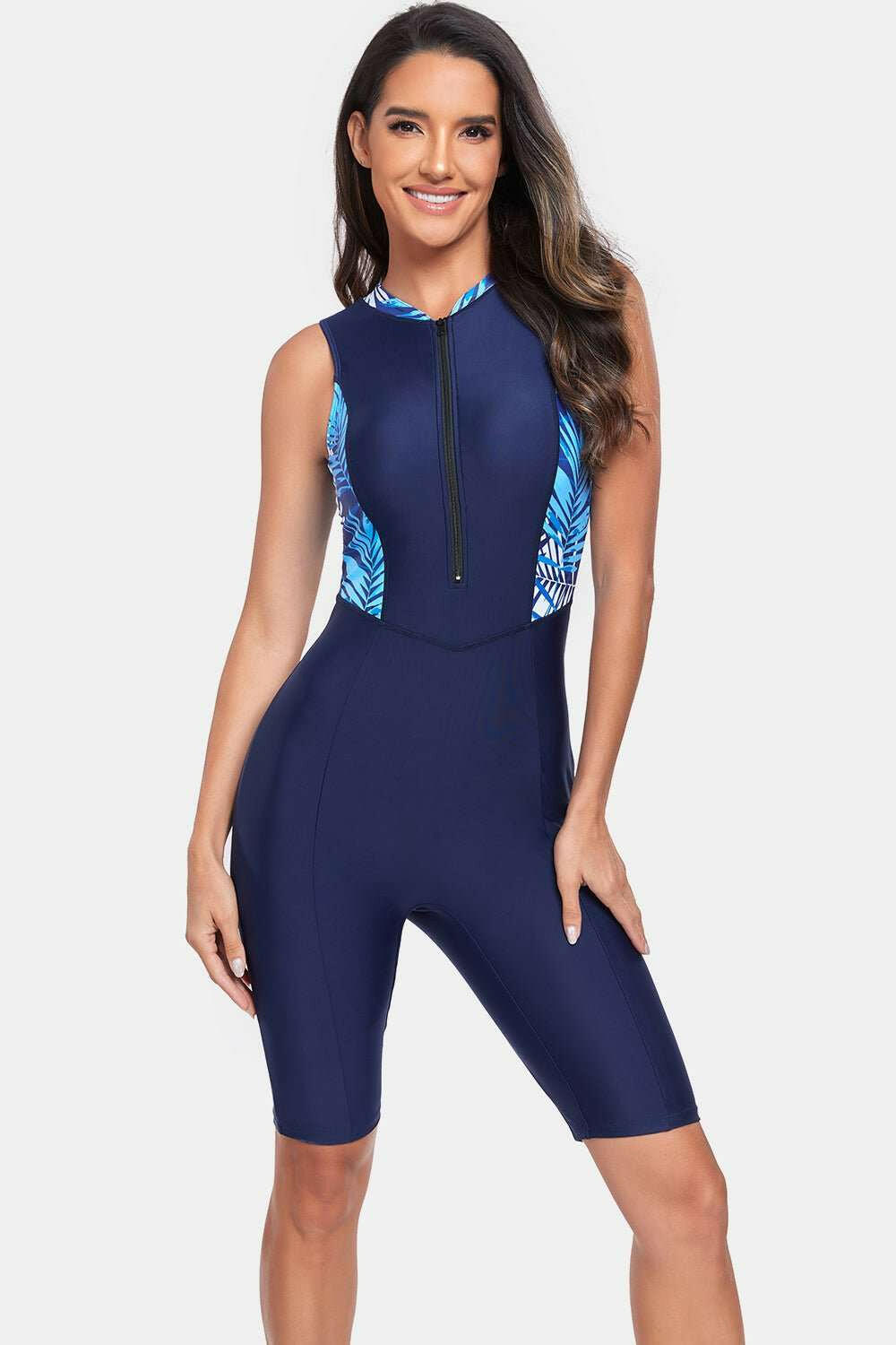 Half Zip Sleeveless One Piece Swimsuit - The Rogue Daisy