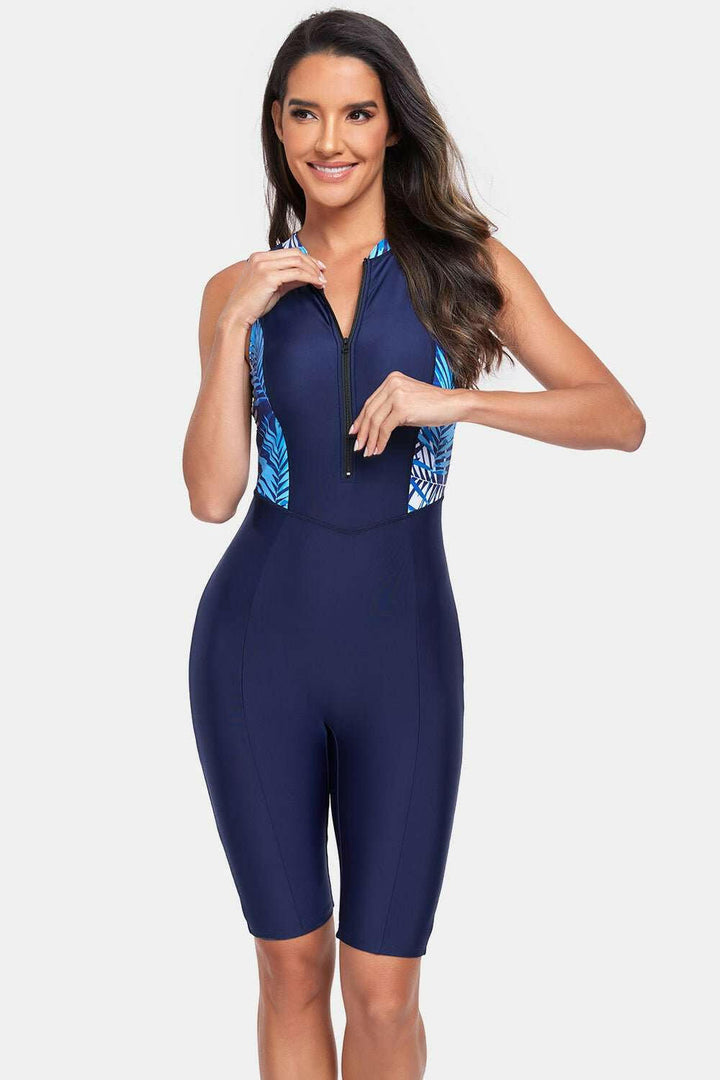 Half Zip Sleeveless One Piece Swimsuit - The Rogue Daisy