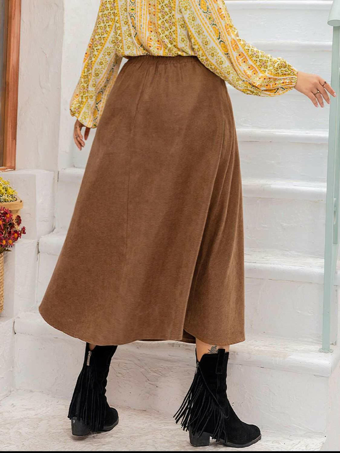 Harvest Embroidered A-Line Midi Skirt - Plus Size - The Rogue Daisy