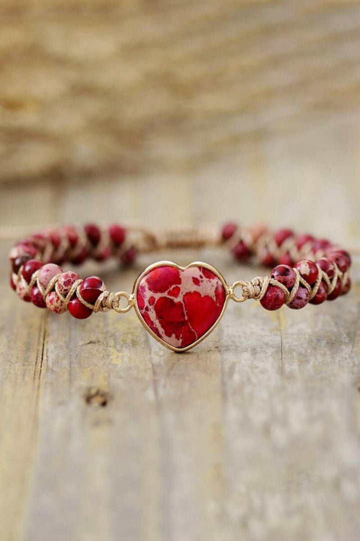 Heart Shape Natural Stone Bracelet - The Rogue Daisy