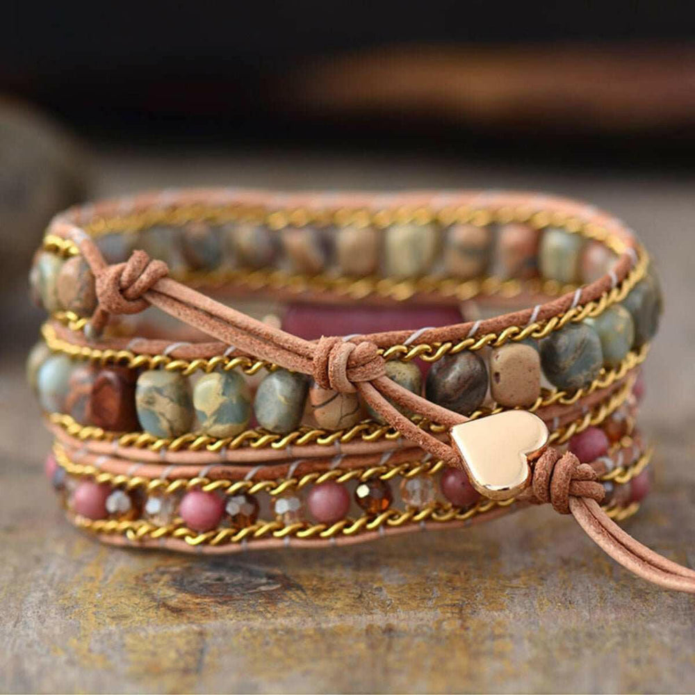 Heart Stone Beaded Wrap Bracelet - The Rogue Daisy