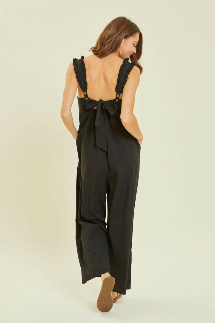 HEYSON Full Size Ruffled Strap Back Tie Wide Leg Jumpsuit - The Rogue Daisy