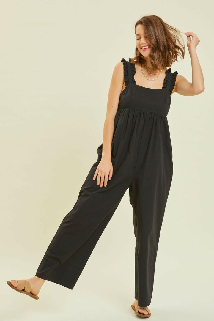 HEYSON Full Size Ruffled Strap Back Tie Wide Leg Jumpsuit - The Rogue Daisy