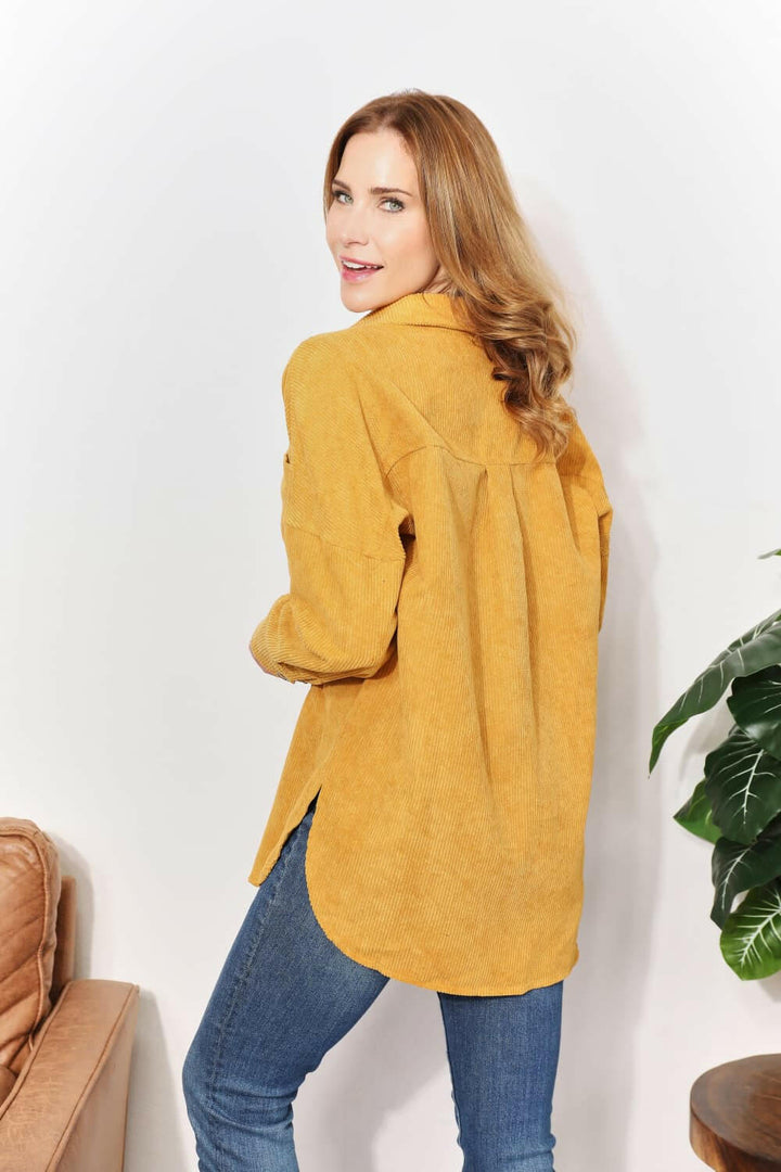 HEYSON Oversized Corduroy Button - Down Tunic Shirt - Full Size - The Rogue Daisy