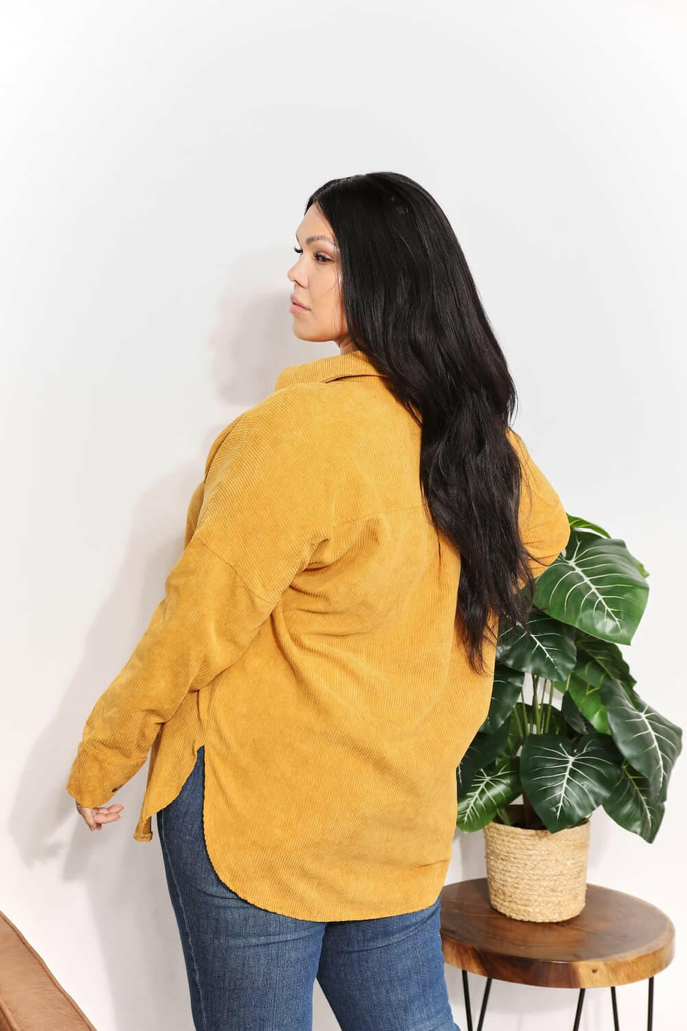 HEYSON Oversized Corduroy Button - Down Tunic Shirt - Full Size - The Rogue Daisy