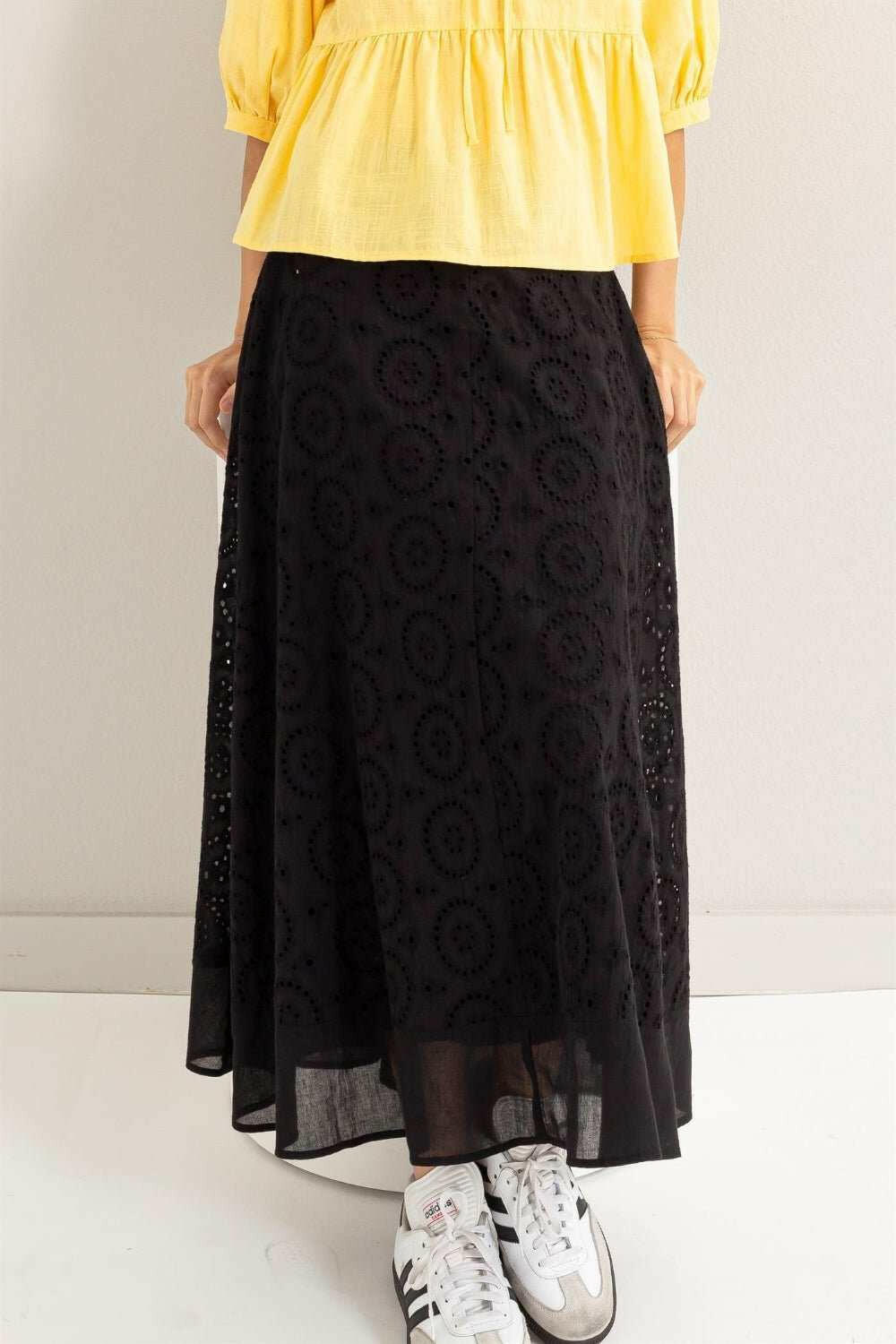 HYFVE Eyelet High - Waist Midi Skirt - The Rogue Daisy