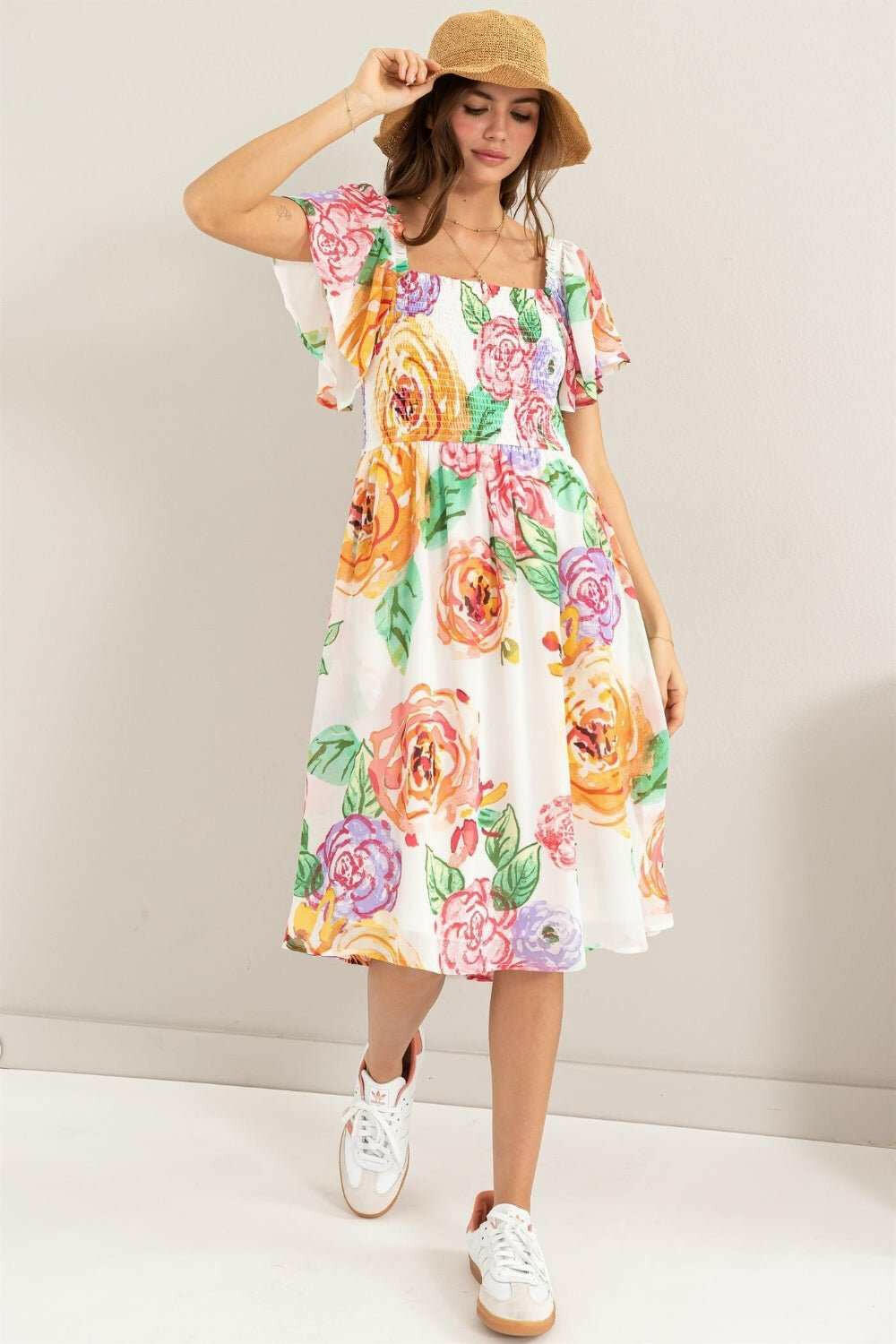 HYFVE Floral Flutter Sleeve Smocked Dress - The Rogue Daisy