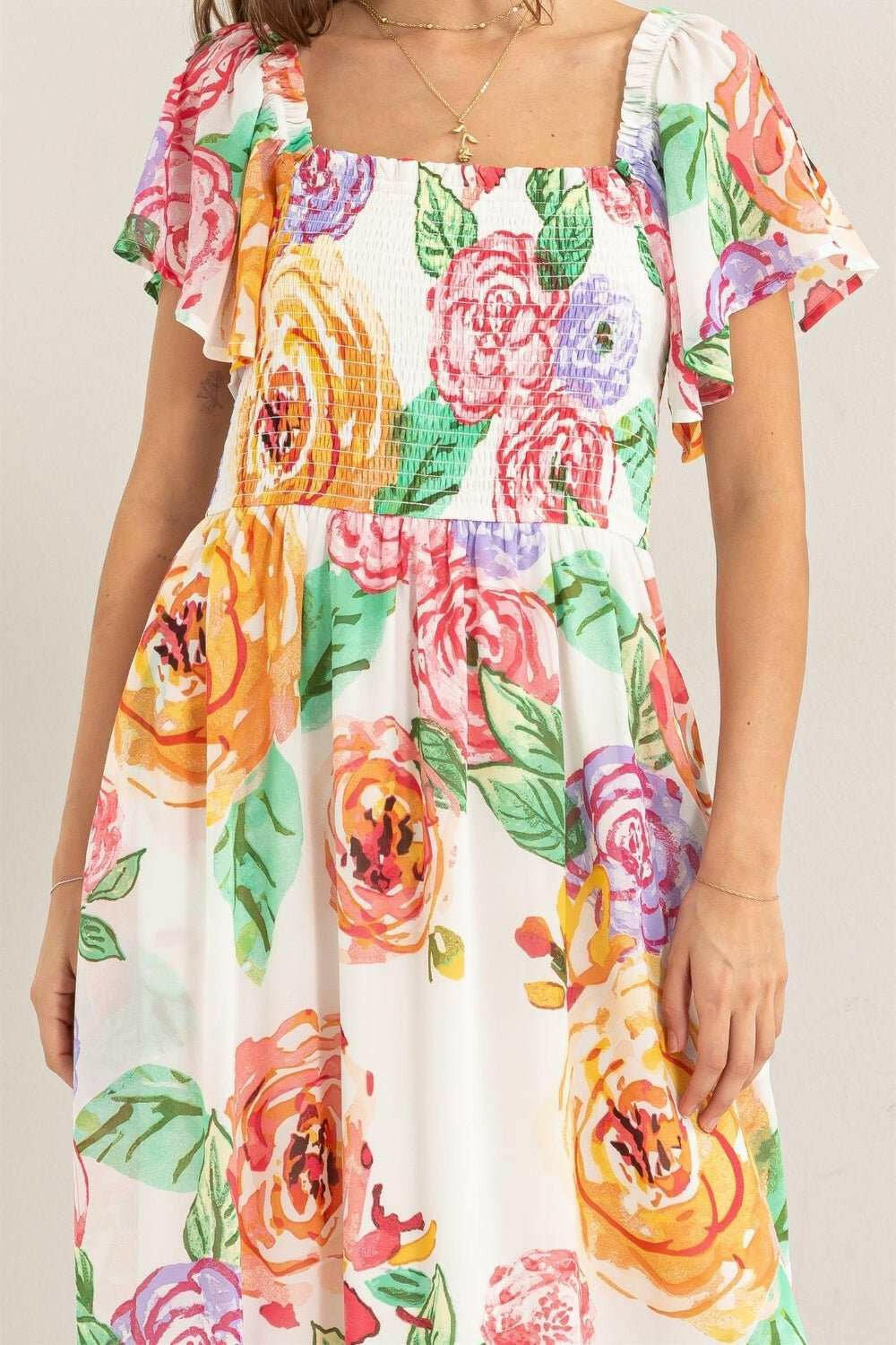 HYFVE Floral Flutter Sleeve Smocked Dress - The Rogue Daisy