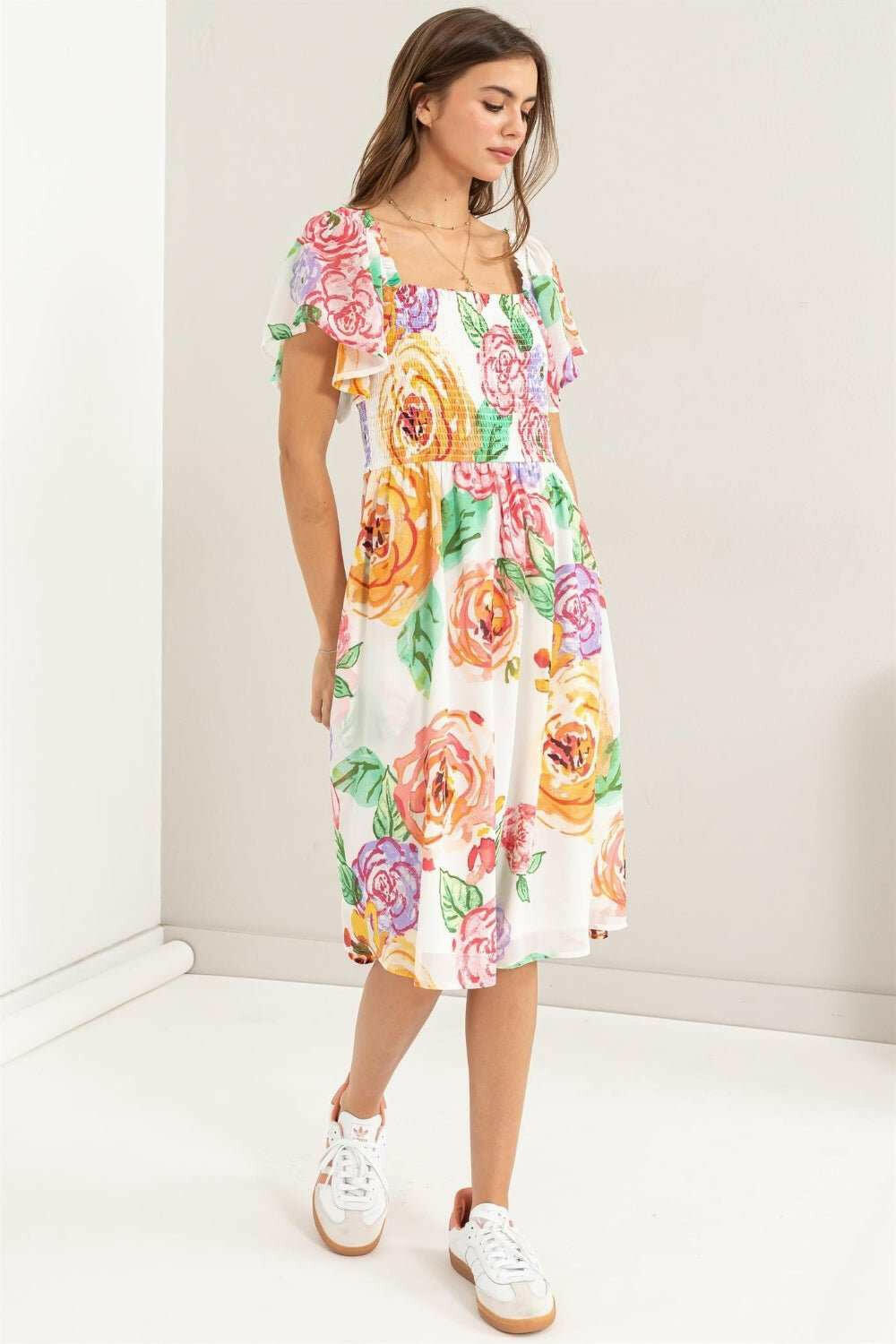 HYFVE Floral Flutter Sleeve Smocked Dress - The Rogue Daisy