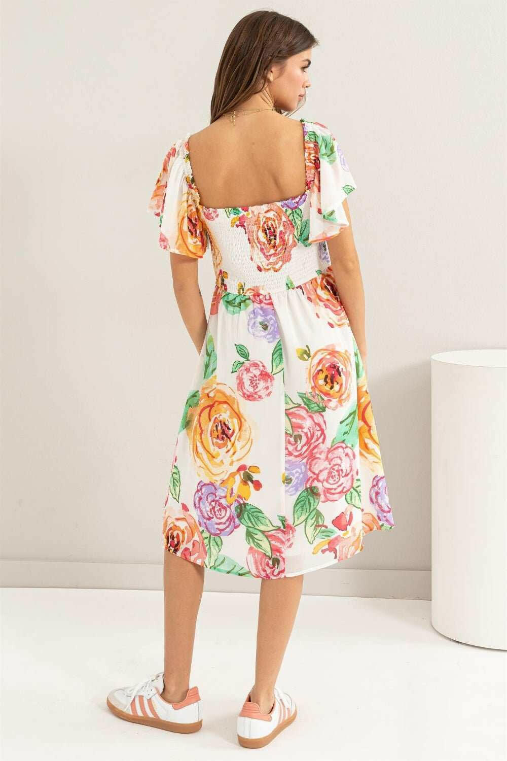 HYFVE Floral Flutter Sleeve Smocked Dress - The Rogue Daisy