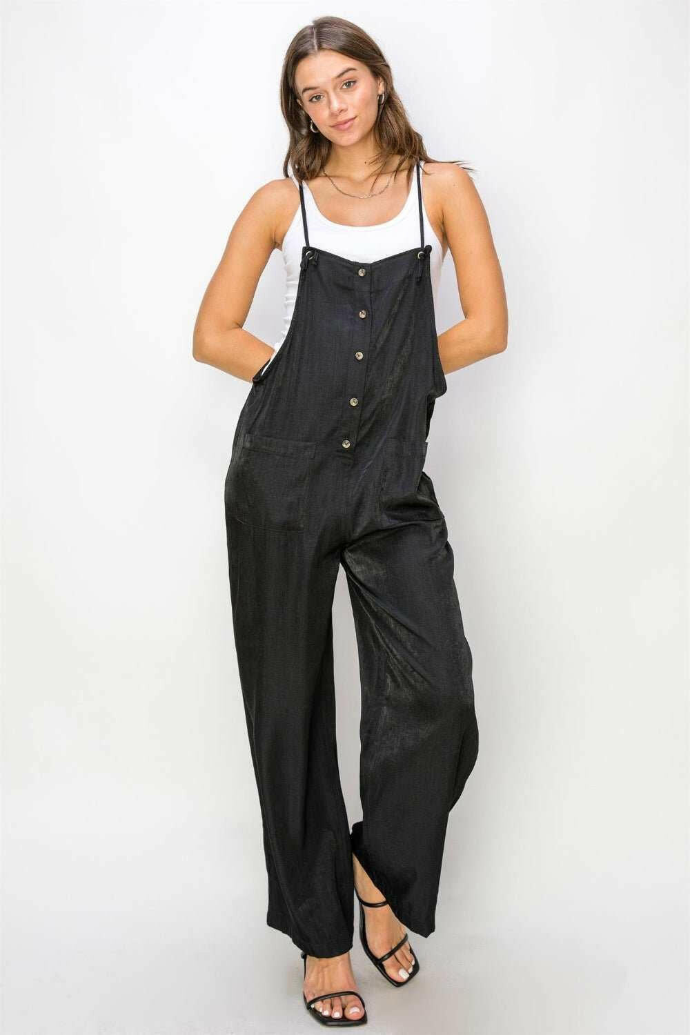 HYFVE Half Button Sleeveless Straight Overalls - The Rogue Daisy