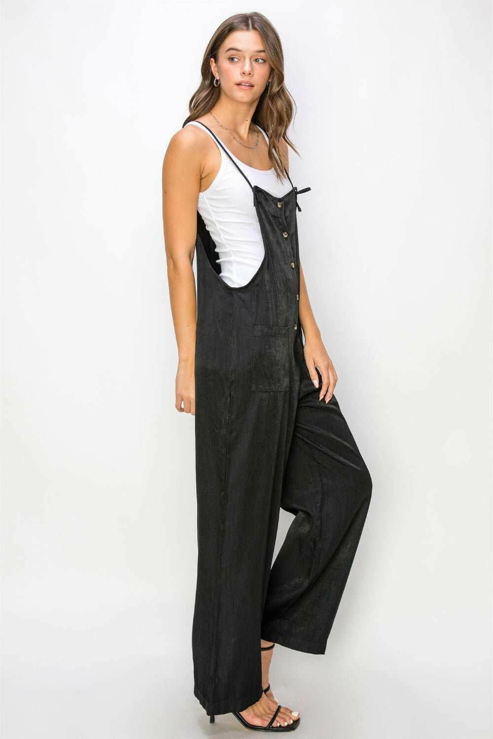 HYFVE Half Button Sleeveless Straight Overalls - The Rogue Daisy