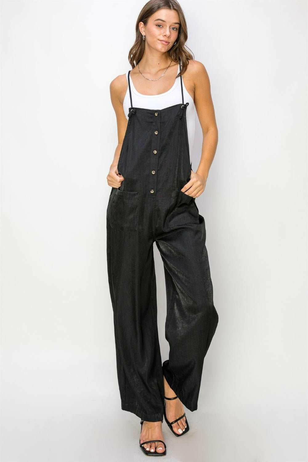 HYFVE Half Button Sleeveless Straight Overalls - The Rogue Daisy