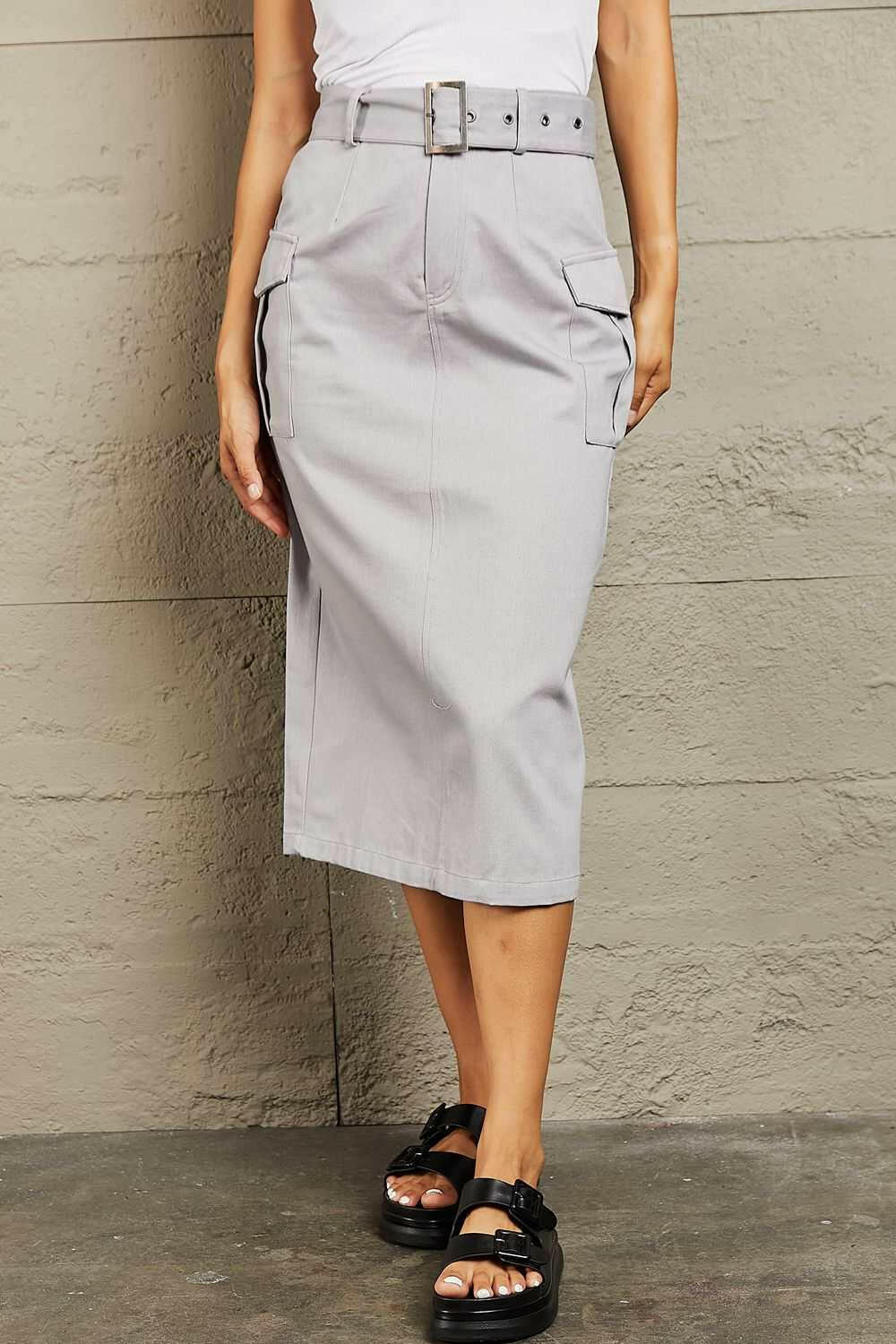 Buckled Midi Skirt