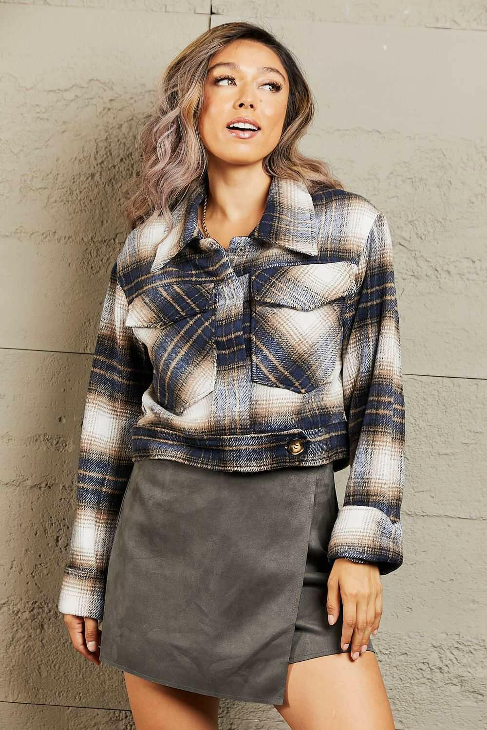 Plaid Semi-Cropped Shacket