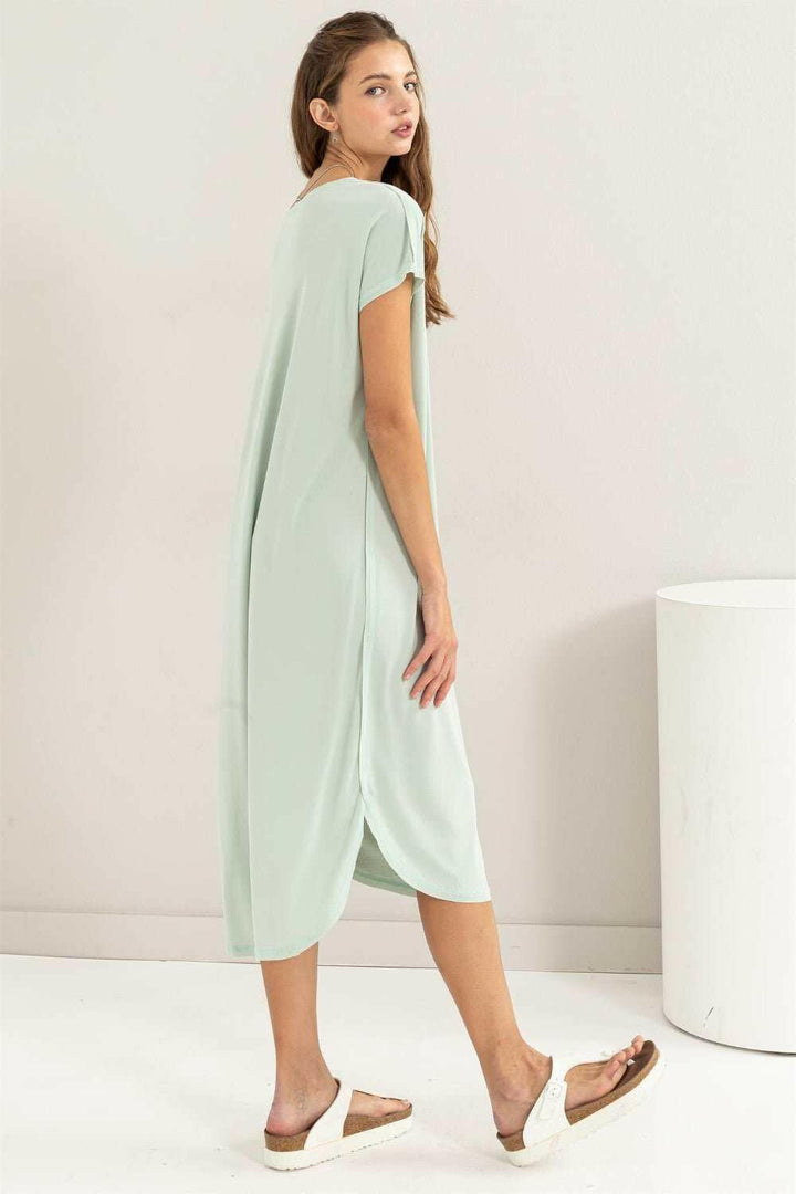 HYFVE Short Sleeve High - Low Slit Midi T-Shirt Dress - The Rogue Daisy