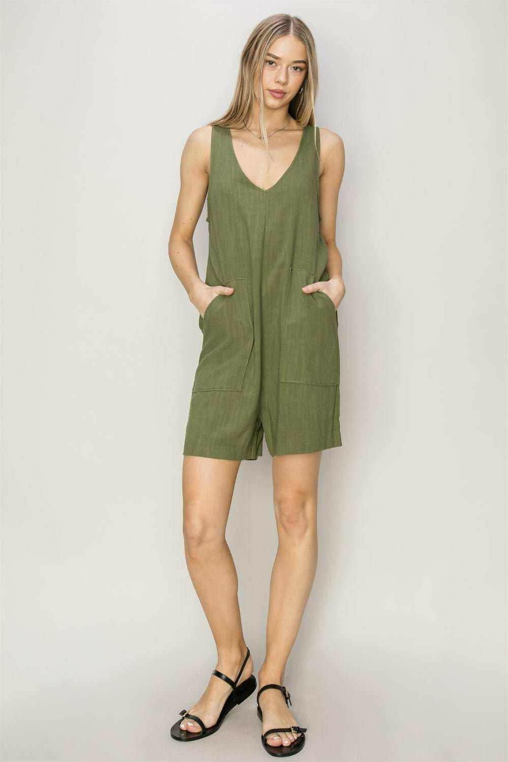 HYFVE V - Neck Sleeveless Romper with Pockets - The Rogue Daisy