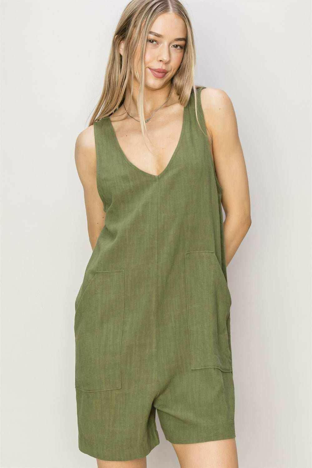 HYFVE V - Neck Sleeveless Romper with Pockets - The Rogue Daisy