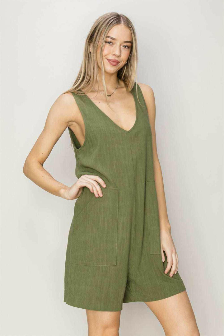 HYFVE V - Neck Sleeveless Romper with Pockets - The Rogue Daisy