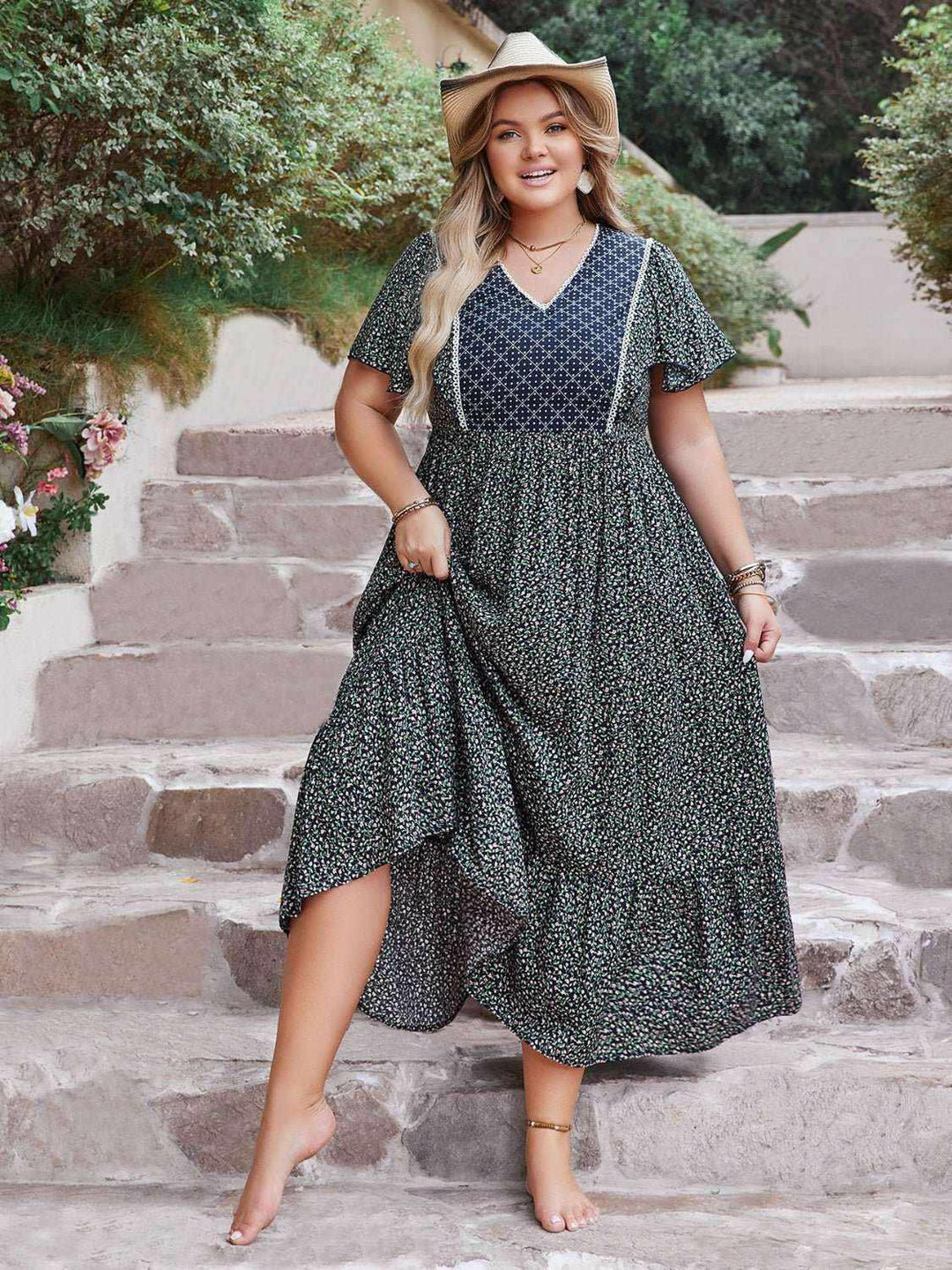 Indigo Mosaic Boho Maxi Dress - Plus Size - The Rogue Daisy