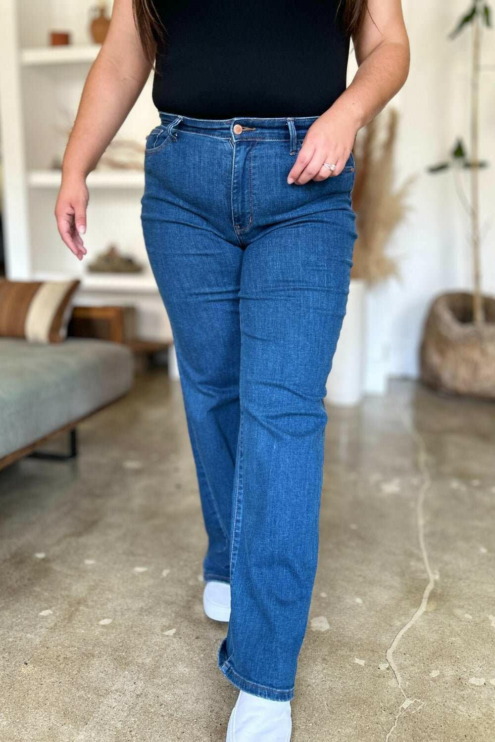 Judy Blue High Rise Straight Jeans - Full Size - The Rogue Daisy