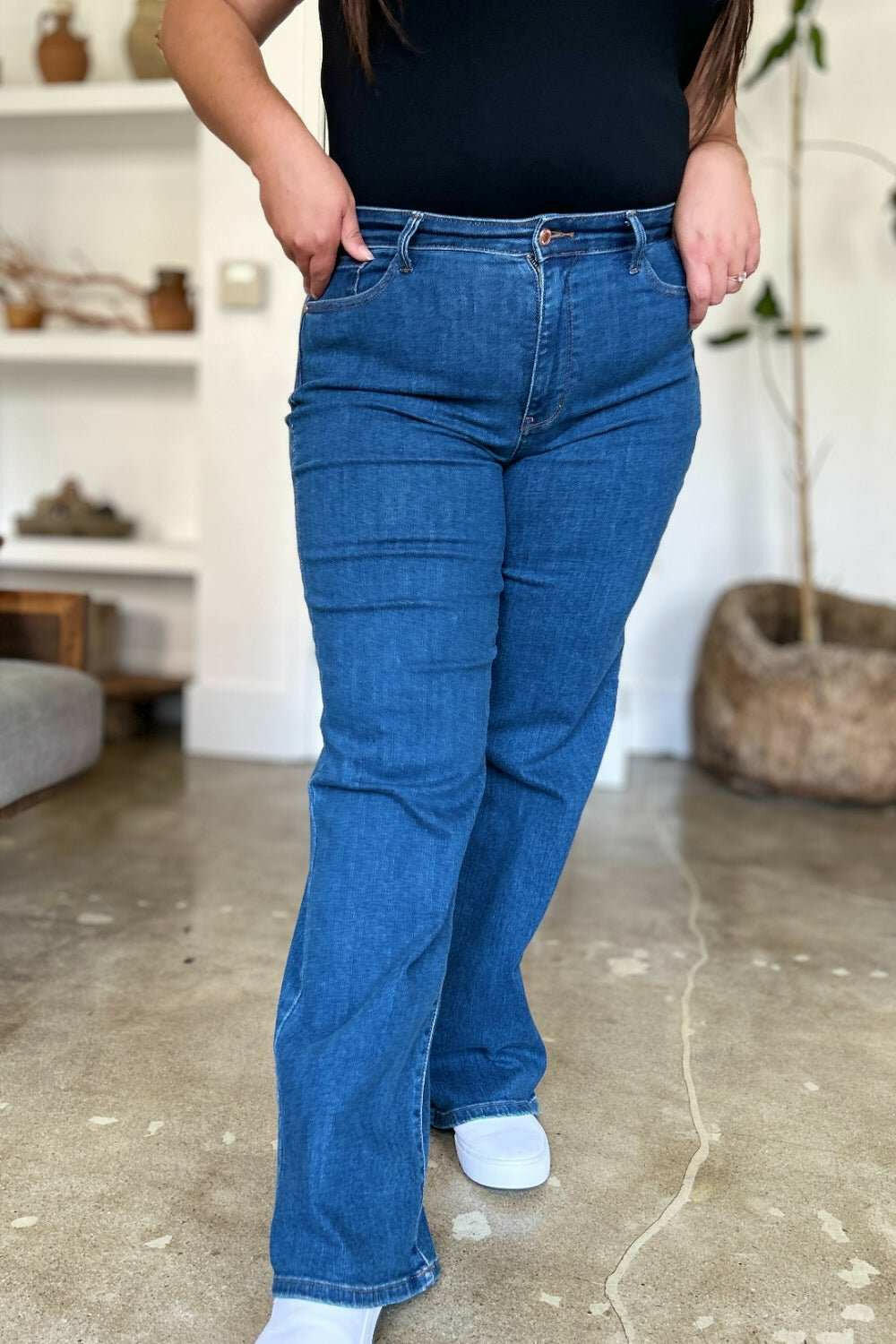 Judy Blue High Rise Straight Jeans - Full Size - The Rogue Daisy