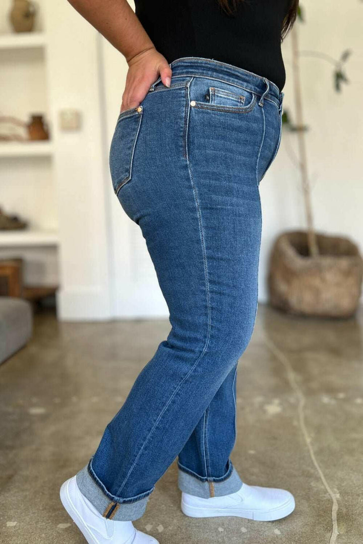 Judy Blue High Waist Front Seam Detail Straight Jeans - Full Size - The Rogue Daisy