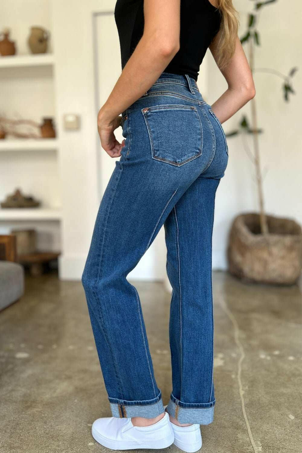 Judy Blue High Waist Front Seam Detail Straight Jeans - Full Size - The Rogue Daisy