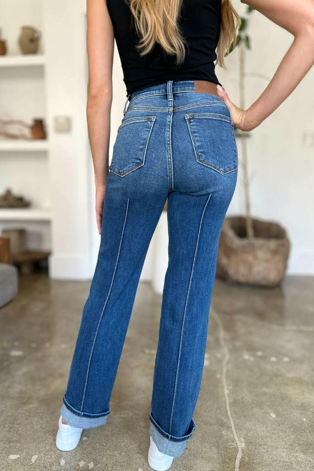 Judy Blue High Waist Front Seam Detail Straight Jeans - Full Size - The Rogue Daisy