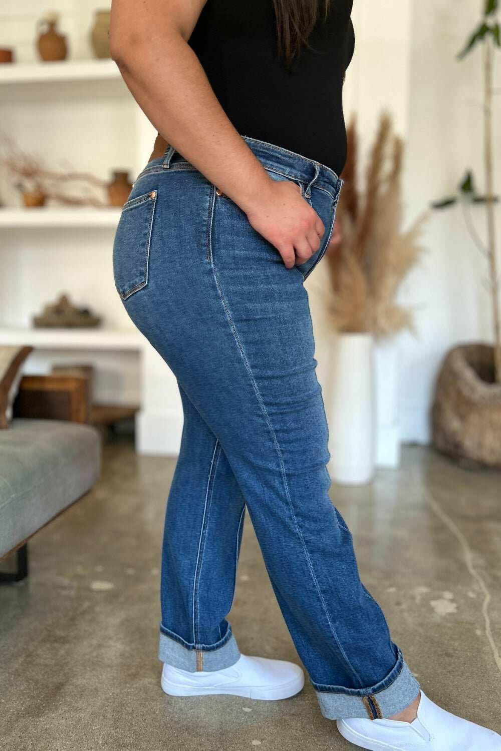 Judy Blue High Waist Front Seam Detail Straight Jeans - Full Size - The Rogue Daisy