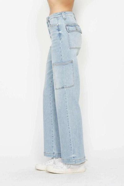 Judy Blue High Waist Straight Cargo Jeans - Full Size - The Rogue Daisy