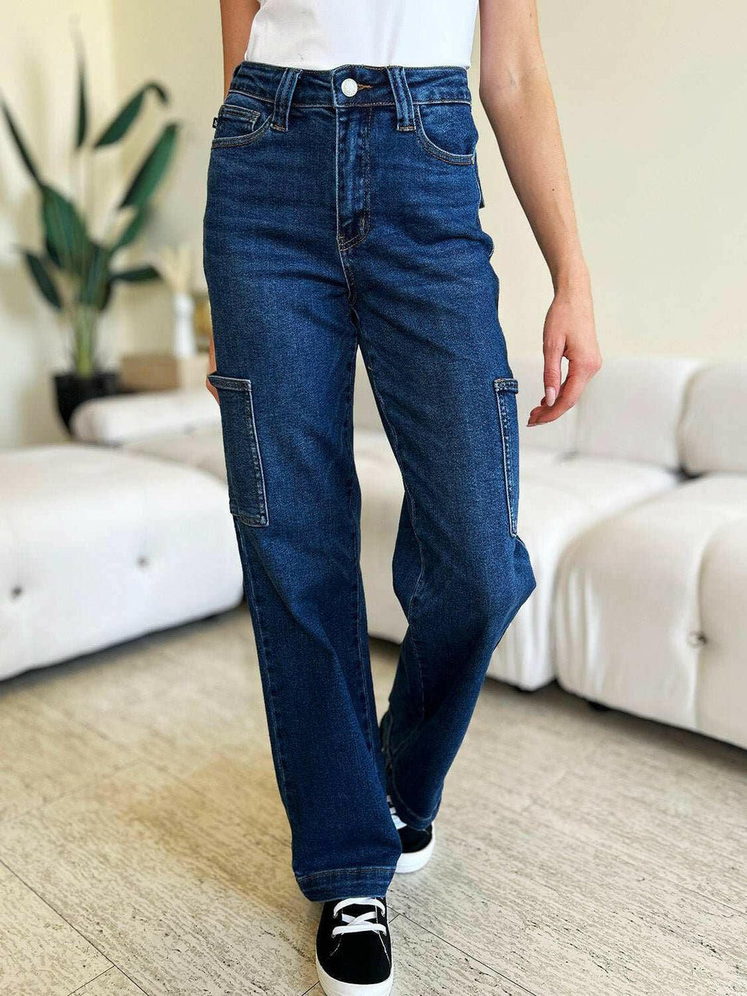 Judy Blue High Waist Straight Cargo Jeans - Full Size - The Rogue Daisy