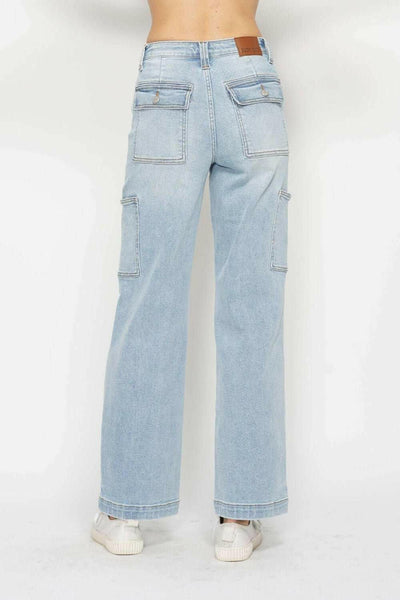 Judy Blue High Waist Straight Cargo Jeans - Full Size - The Rogue Daisy